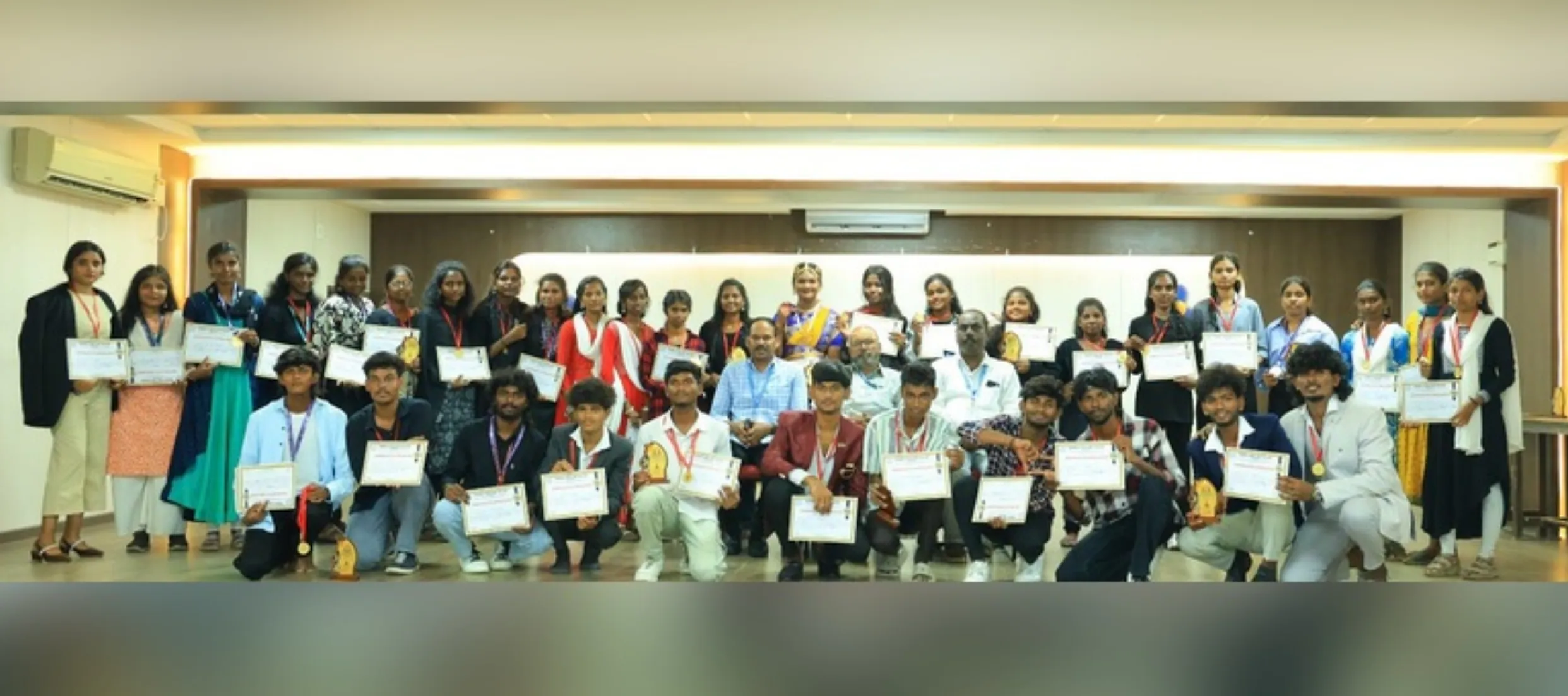 Students receiving certificates