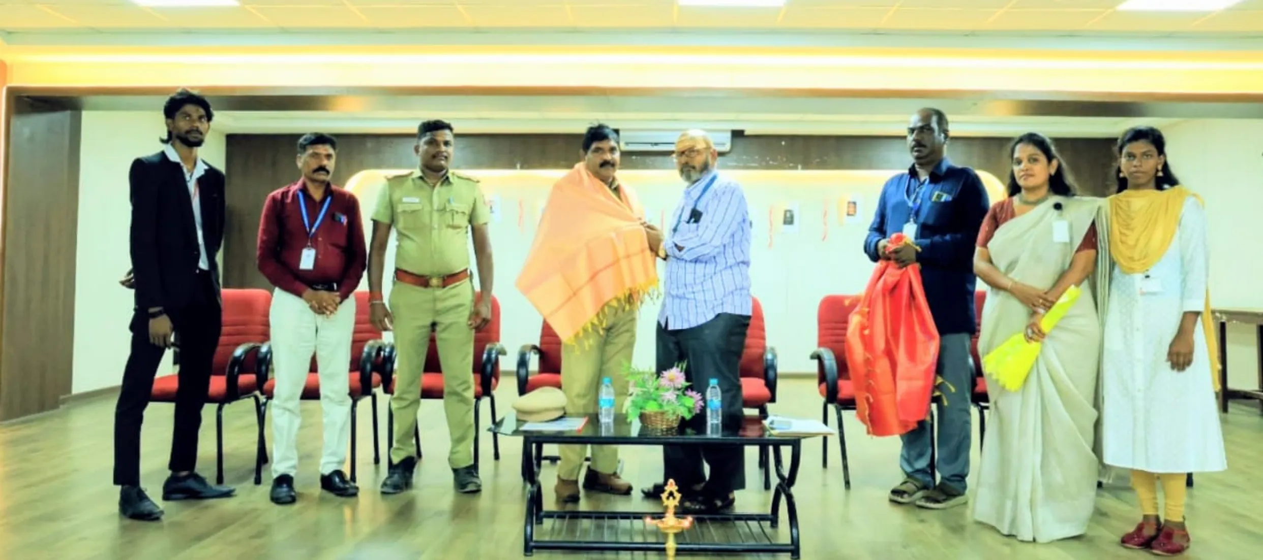 Guest felicitation with staff and students