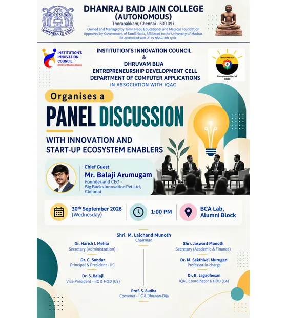 IIC and Entrepreneurship Development Cell - Panel Discussion, 30 September 2026